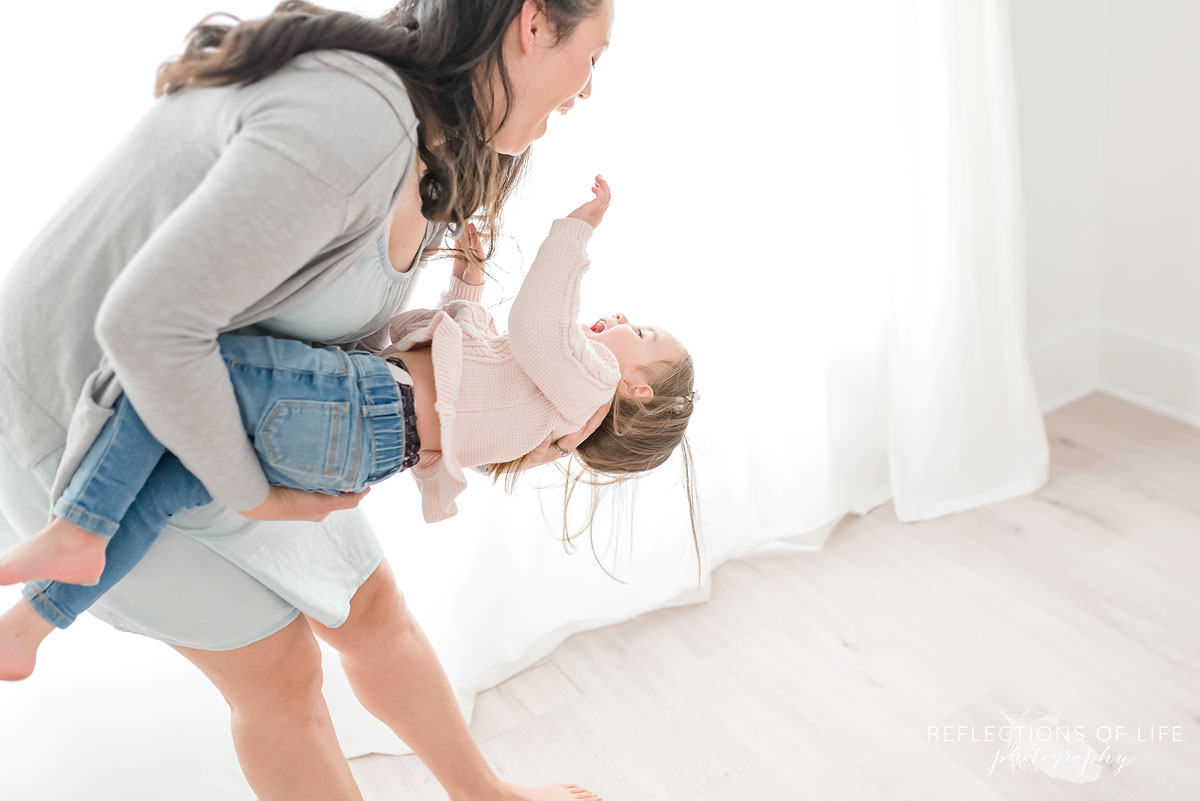 Mother and daughter laughing in Grimsby Ontario