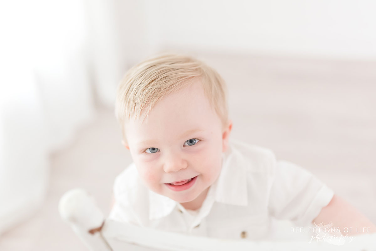 White background photography baby smiling