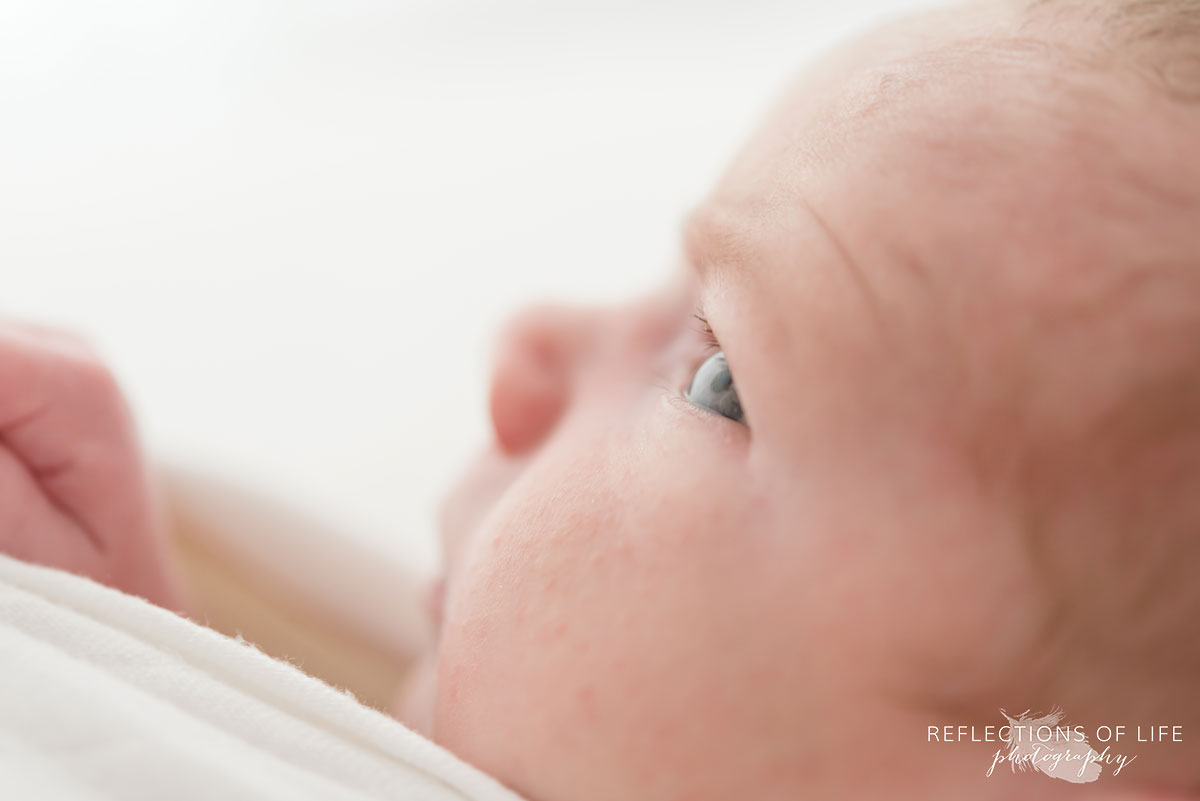 portrait of baby's face in studio