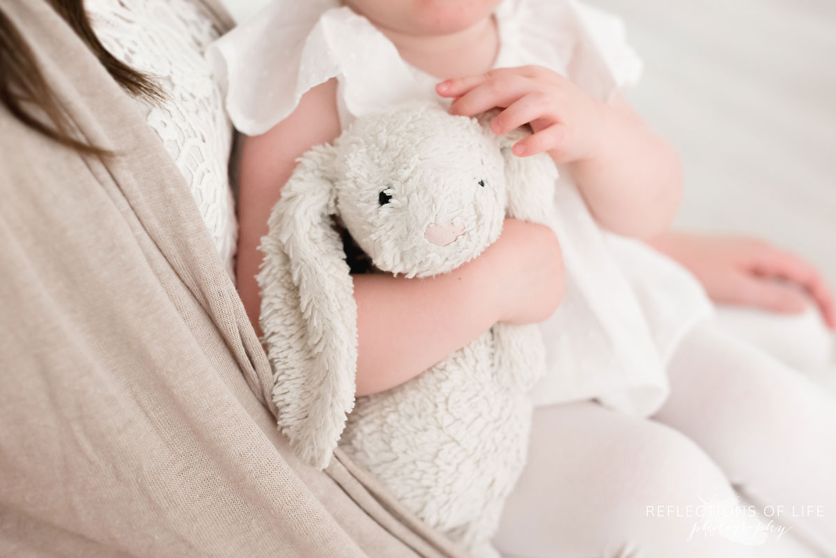 little girl brings her bunny to photo shoot in grimsby ontario