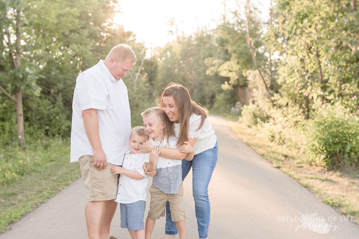 family holding eachother close