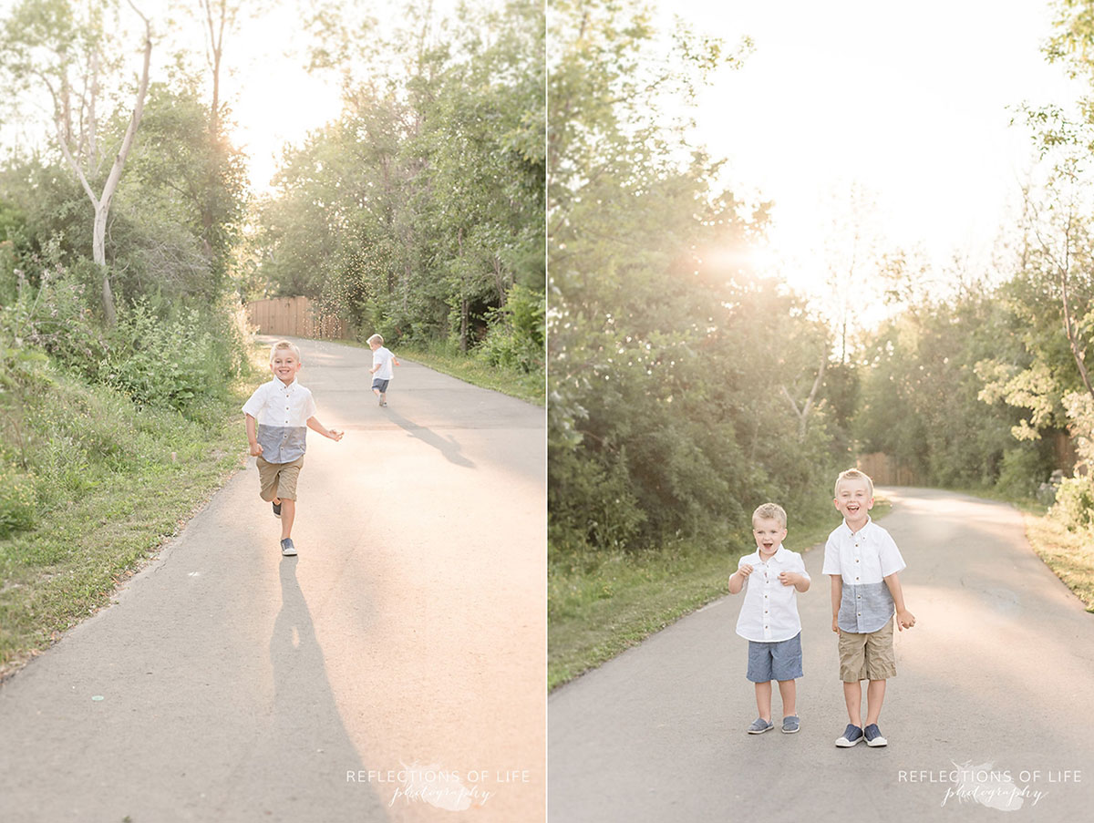 little boys having fun on the path at Casablanca Beach in Grimsby