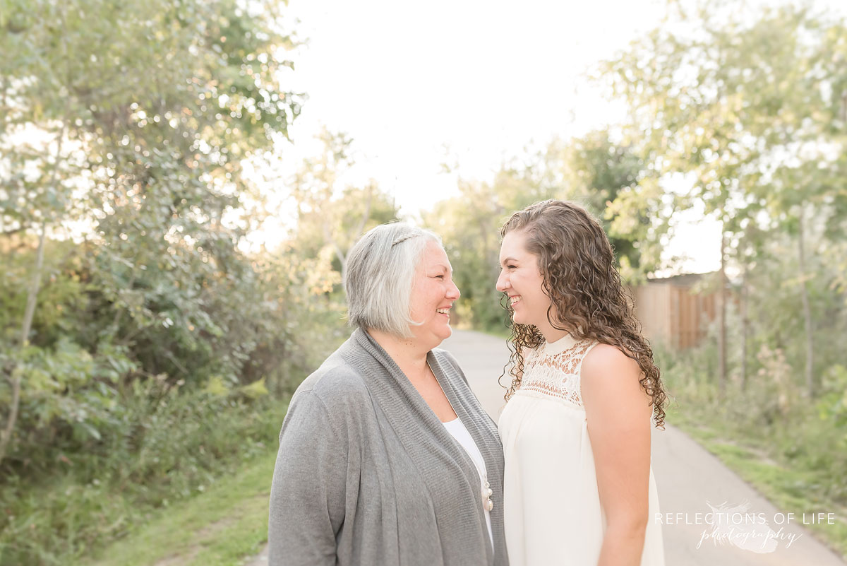 Mom and daughter laughing in Grimsby Ontario