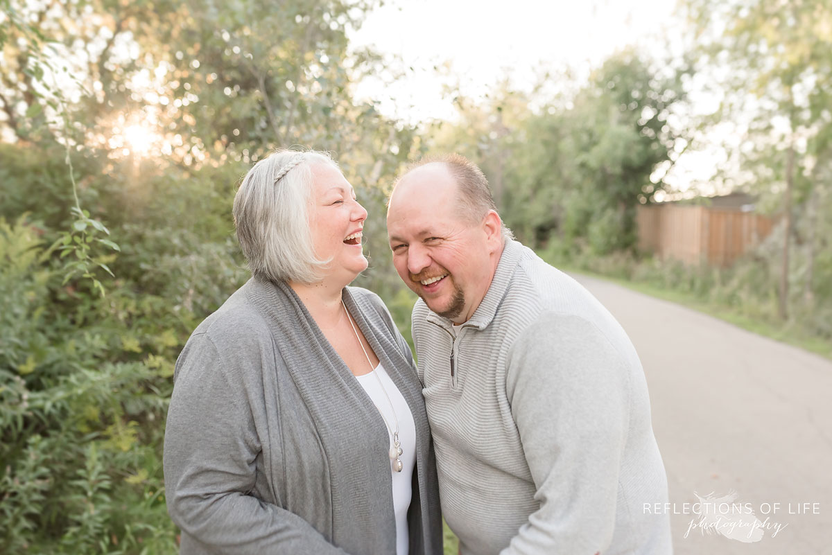 Husband and wife laughing in Grimsby Ontario