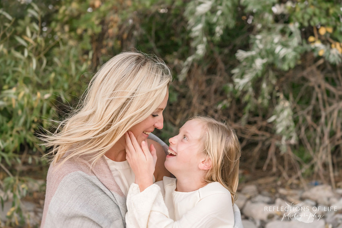 daughter smiling at mother