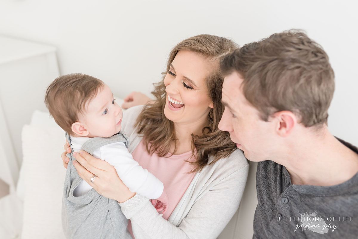 family in white studio