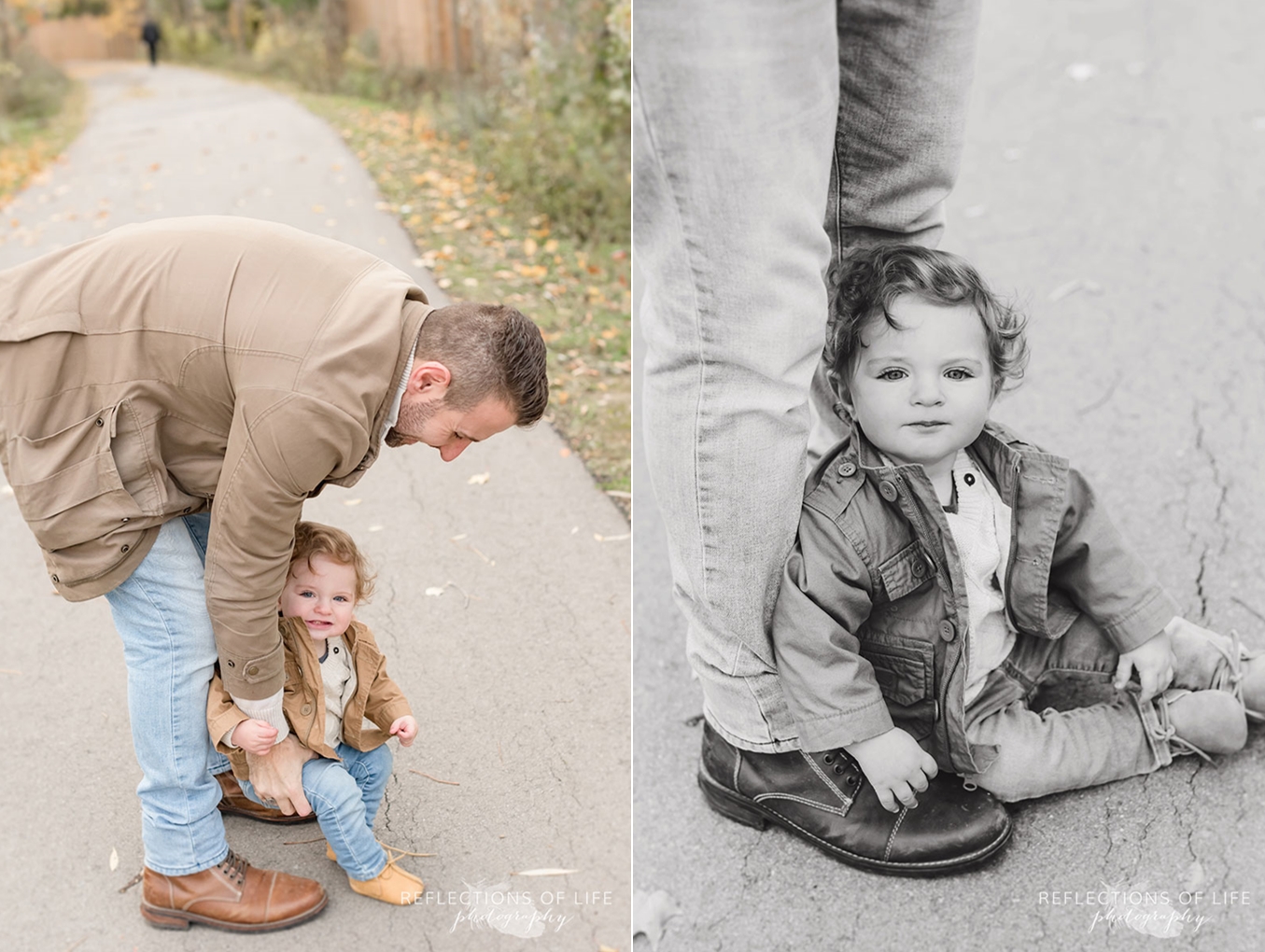 father and child on walkway