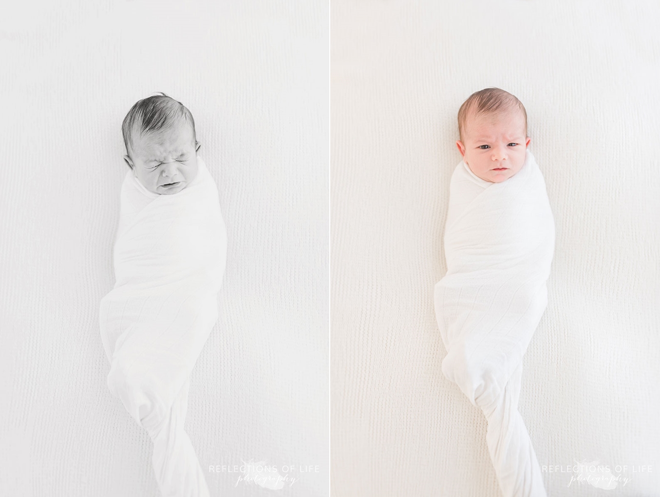 newborn wrapped up in white blanket