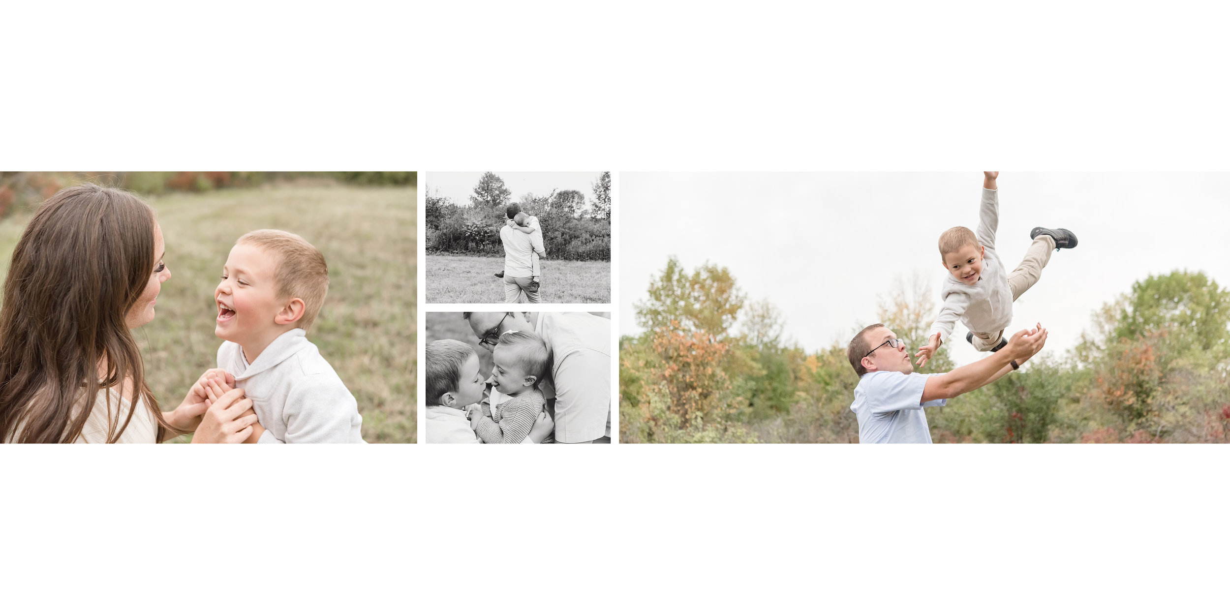 Family playing around in field