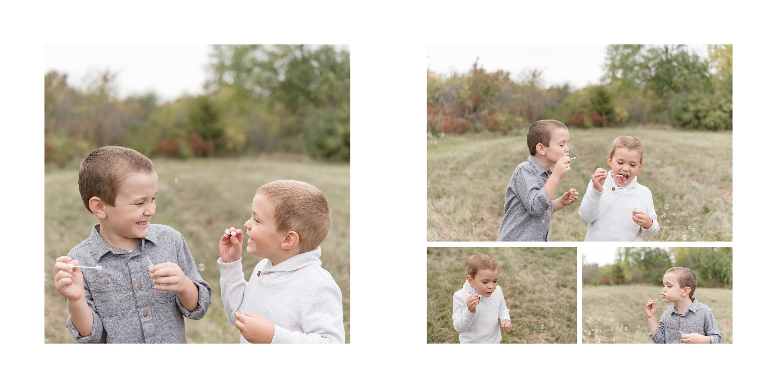 Brother blowing bubbles