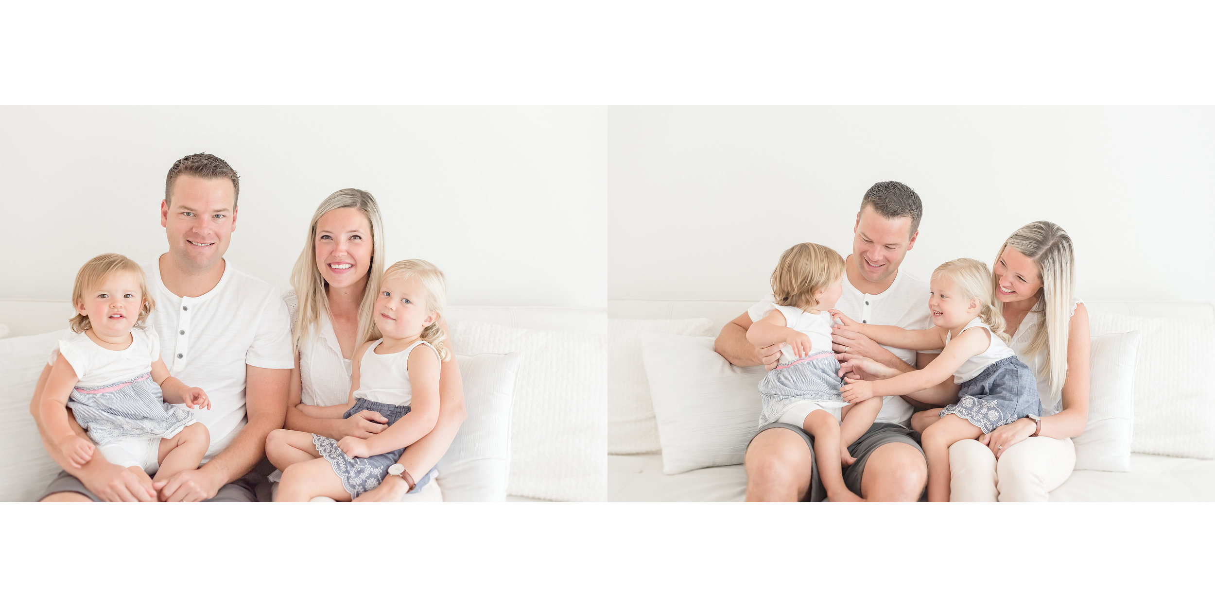 Family in white studio