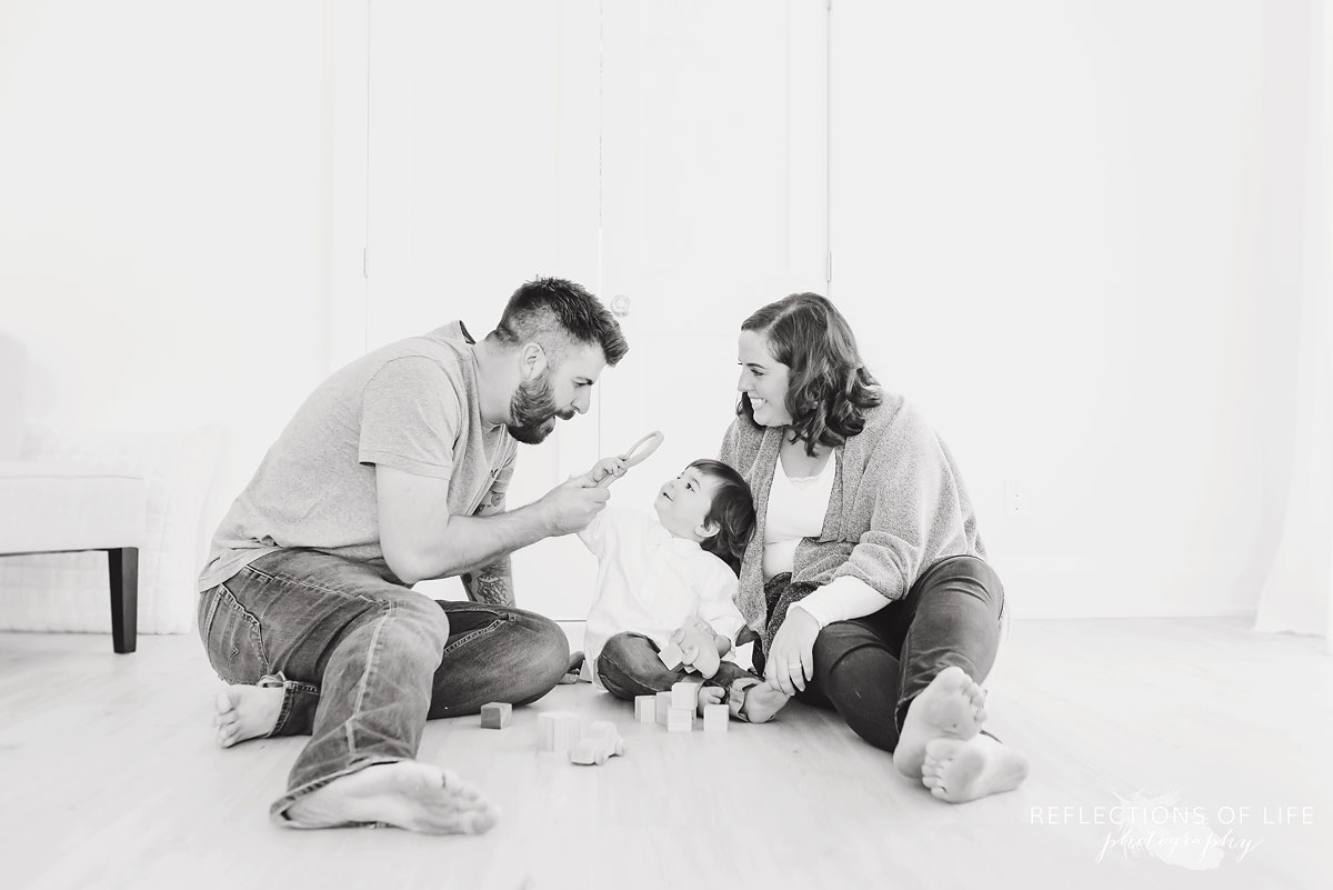 Family in black and white