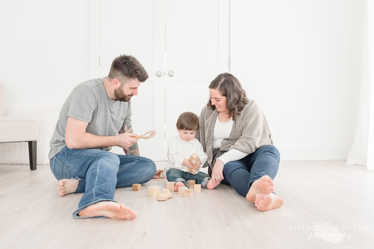 Family reading in studio