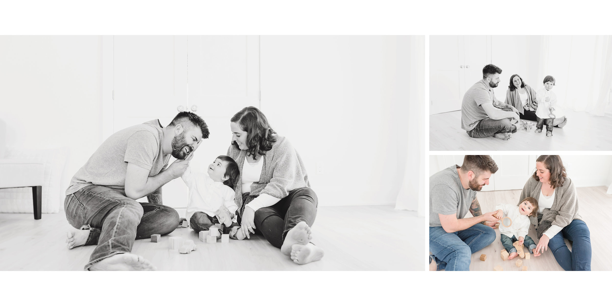 Family playing in studio