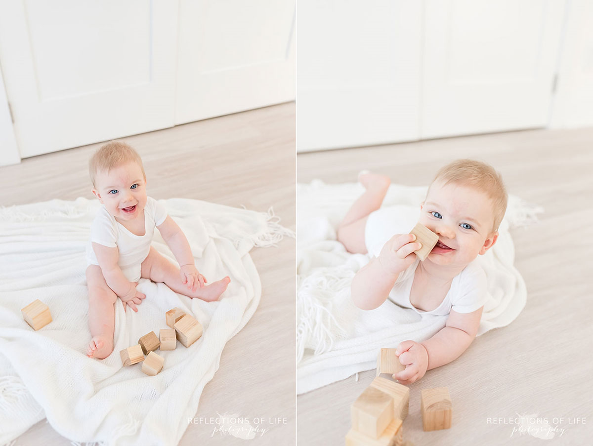 Copy of Copy of Little baby boy playing with wood blocks in natural light studio