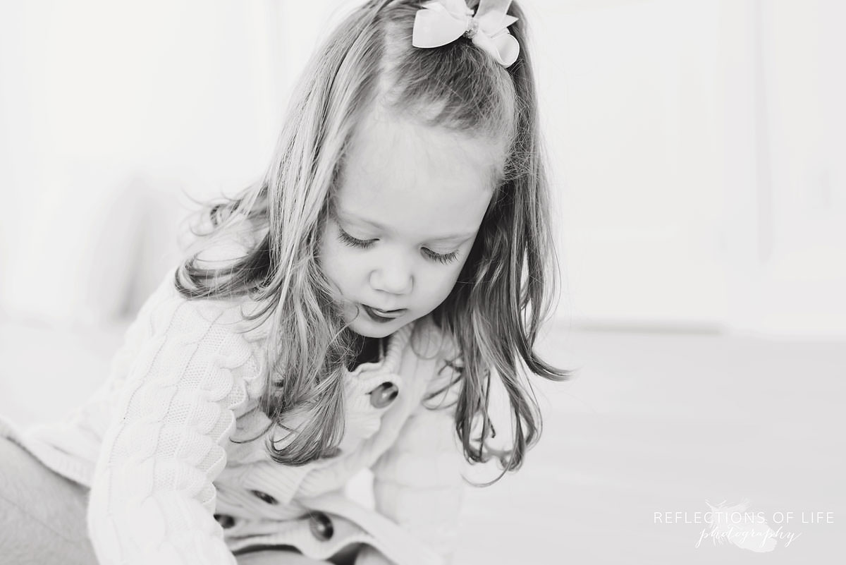 Cute little girl black and white in Niagara