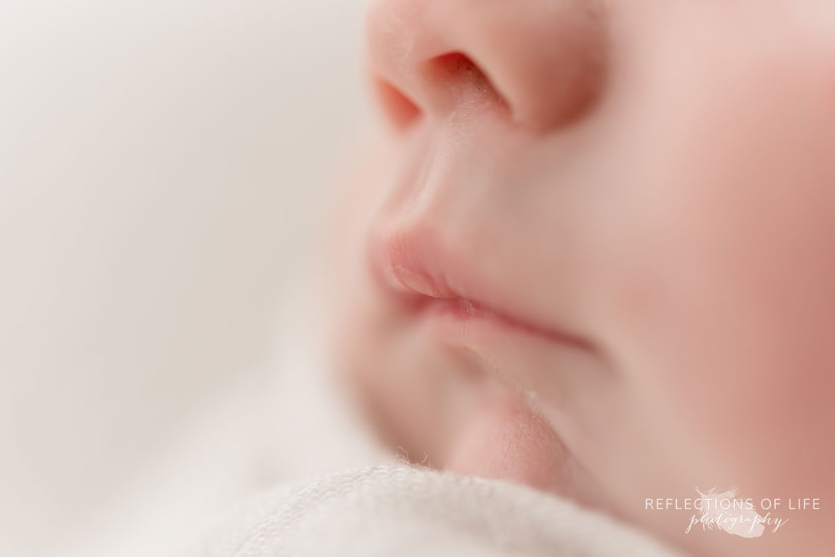 Close up of baby's mouth and nose in grimsby