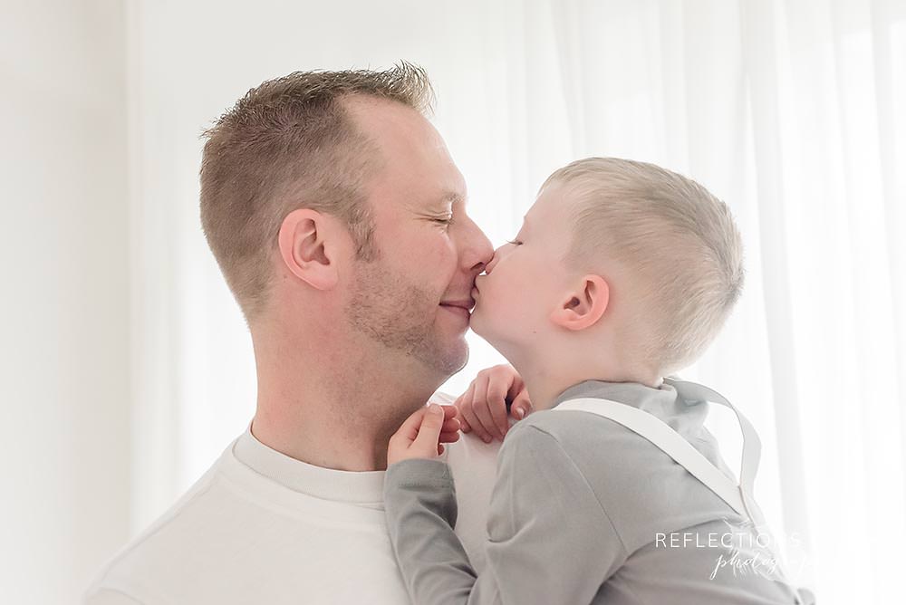 Daddy and son photos in natural light studio near Toronto Ontario