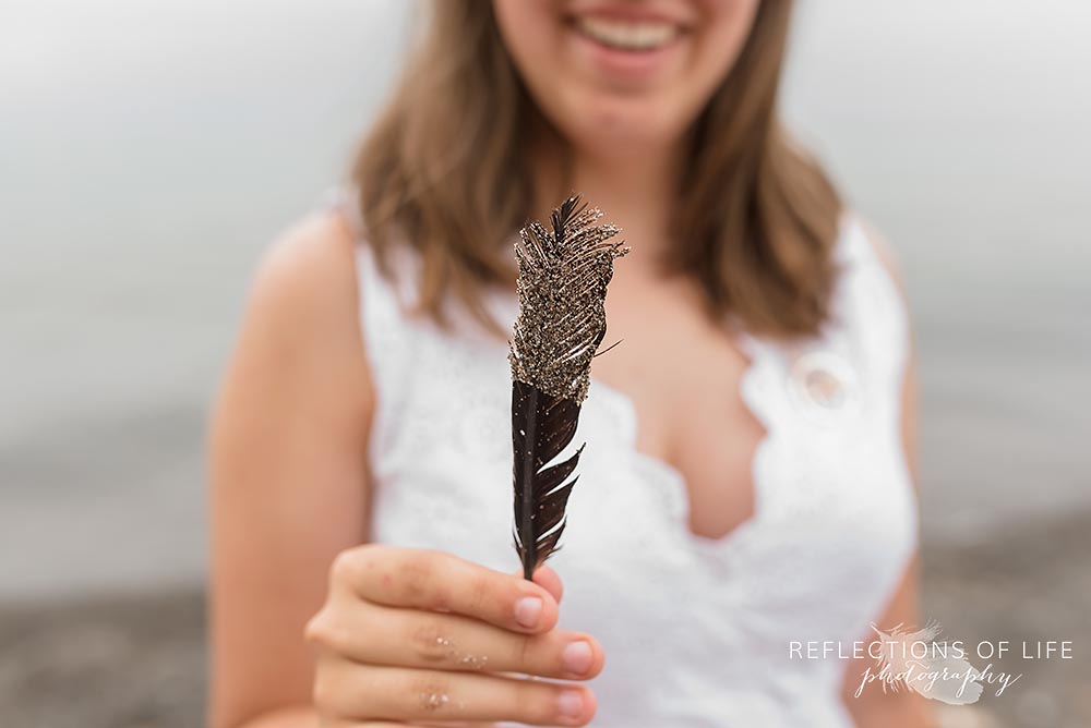 Sand tipped feather Family photographer of the details in Niagara Ontario