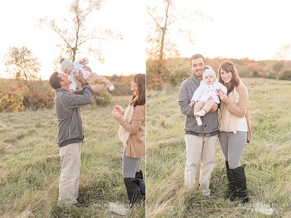 Adorable family photos in open field in Grimsby Ontario