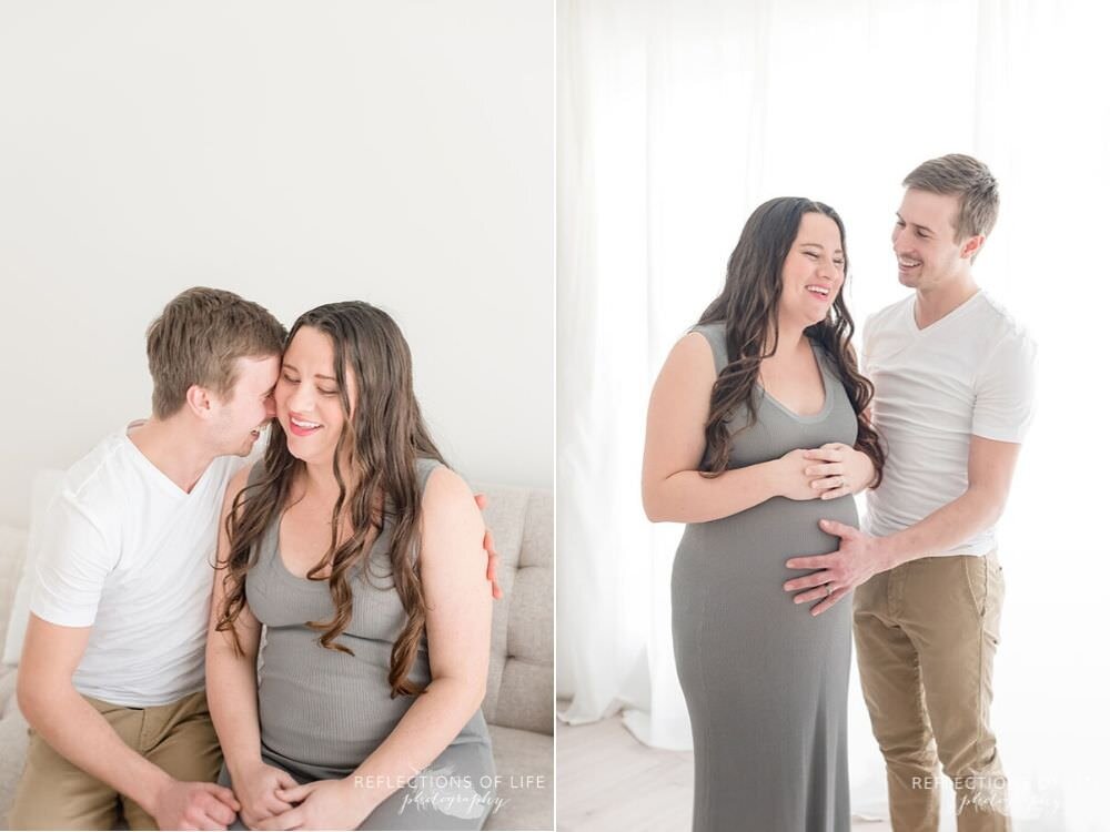Smiling Husband and Pregnant Wife Burlington Ontario
