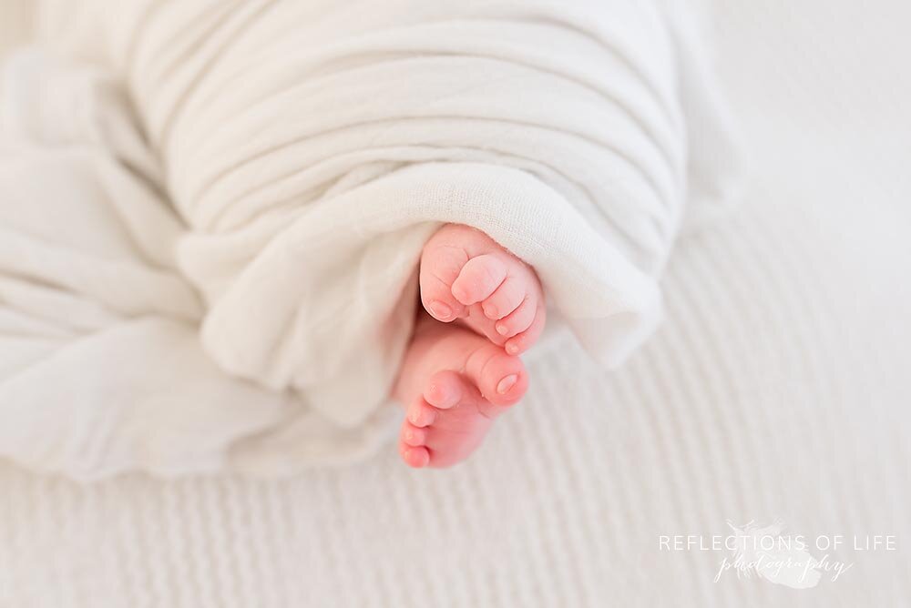 Close Up Picture Of Swaddled Baby Feet Hamilton Ontario