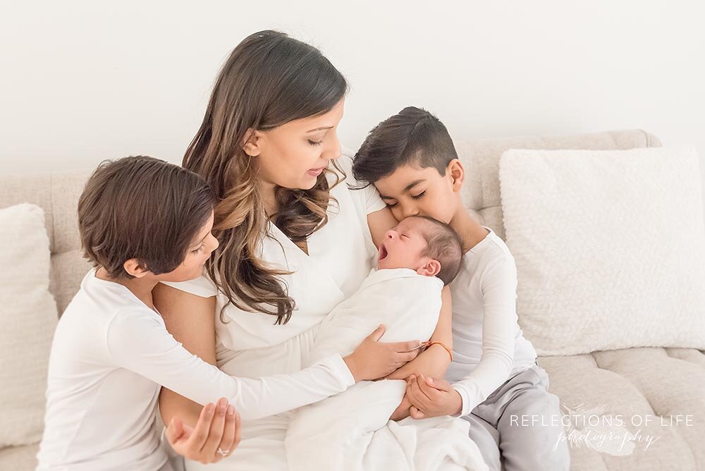 Motherhood photography with three young boys in Niagara Ontario