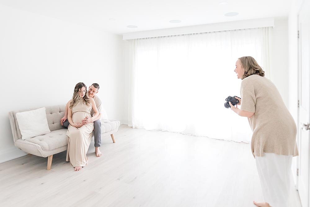 Behind the scenes at a couples pregnancy photography at Reflections of Life with Karen Byker (Copy)
