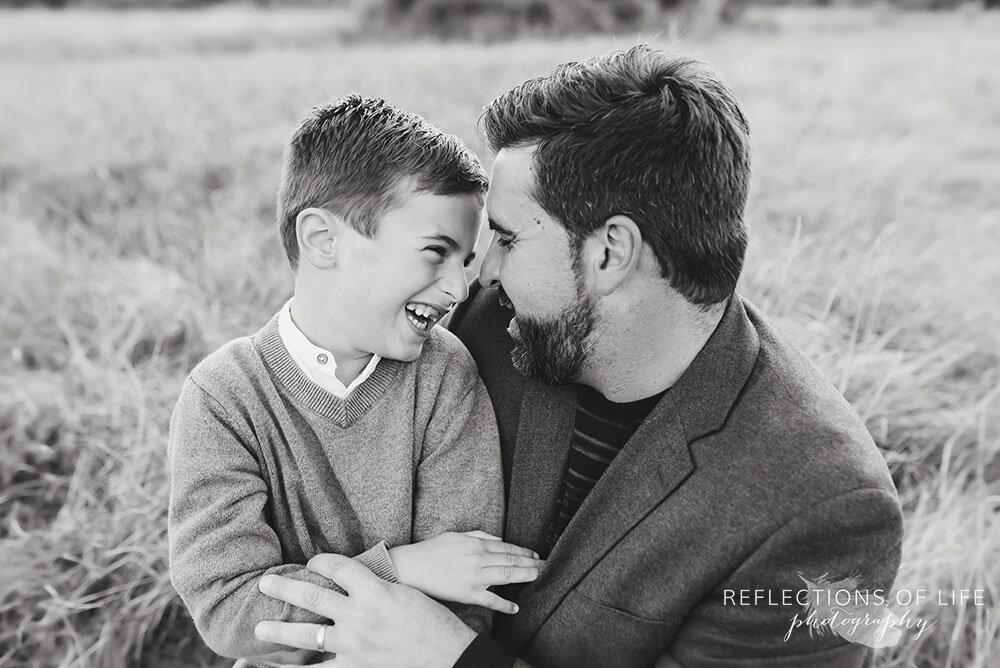 Father and son photography in black and white Niagara Region Ontario