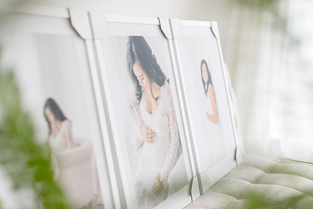 Beautiful framed portraits of a recent maternity session here in Niagara, Ontario Canada