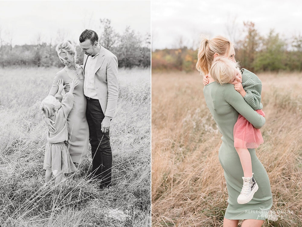 Little girl asking her mother if she can pick her up Niagara Region family photos