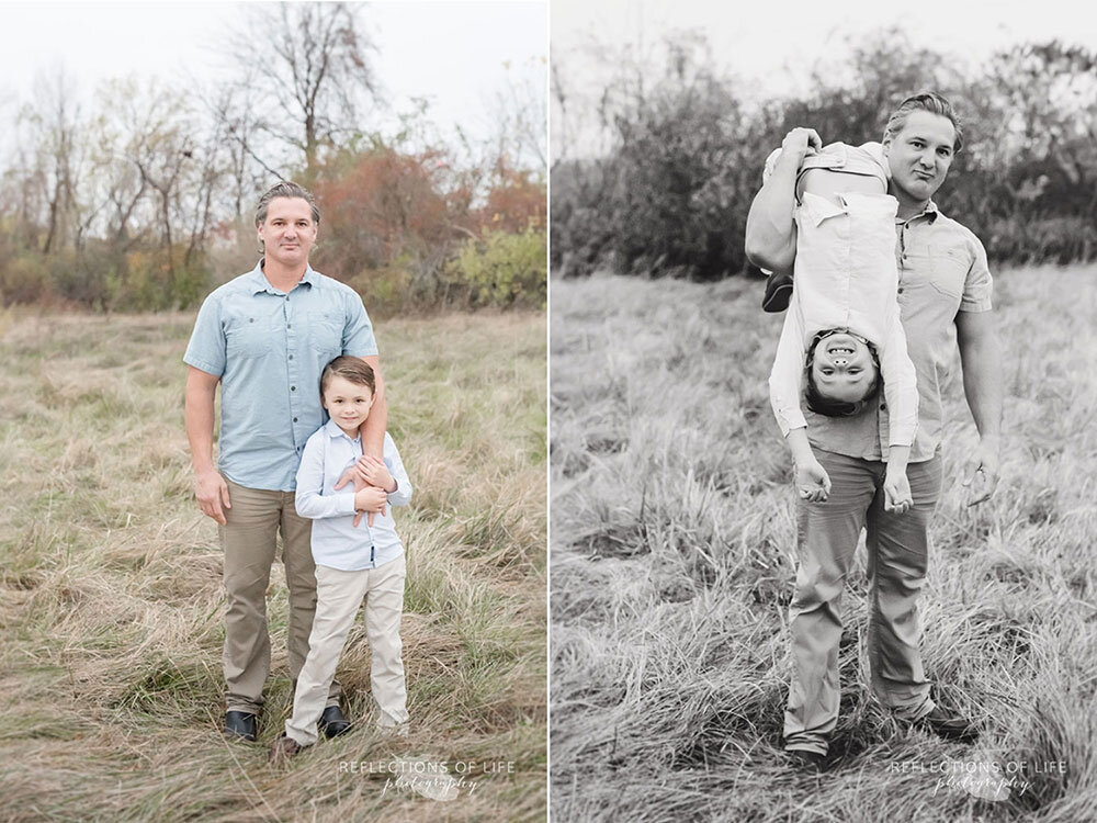 Little boy with his dad fun family photos Niagara Region