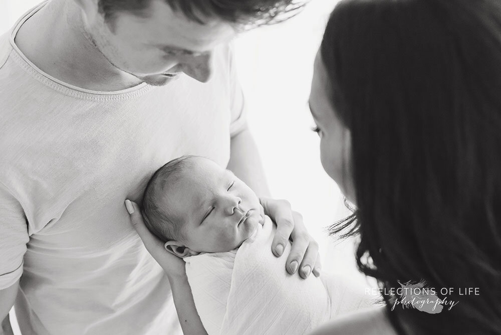 Adorable newborn photography in black and white Niagara Ontario Canada