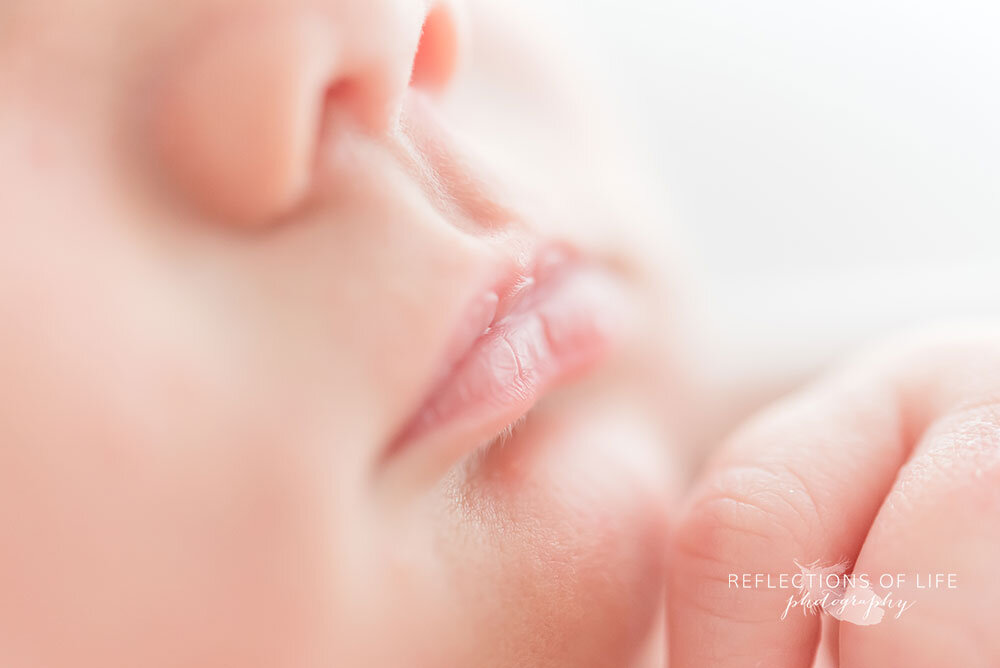 Niagara newborn baby closeup of baby boy lips Grimsby Photo Studio