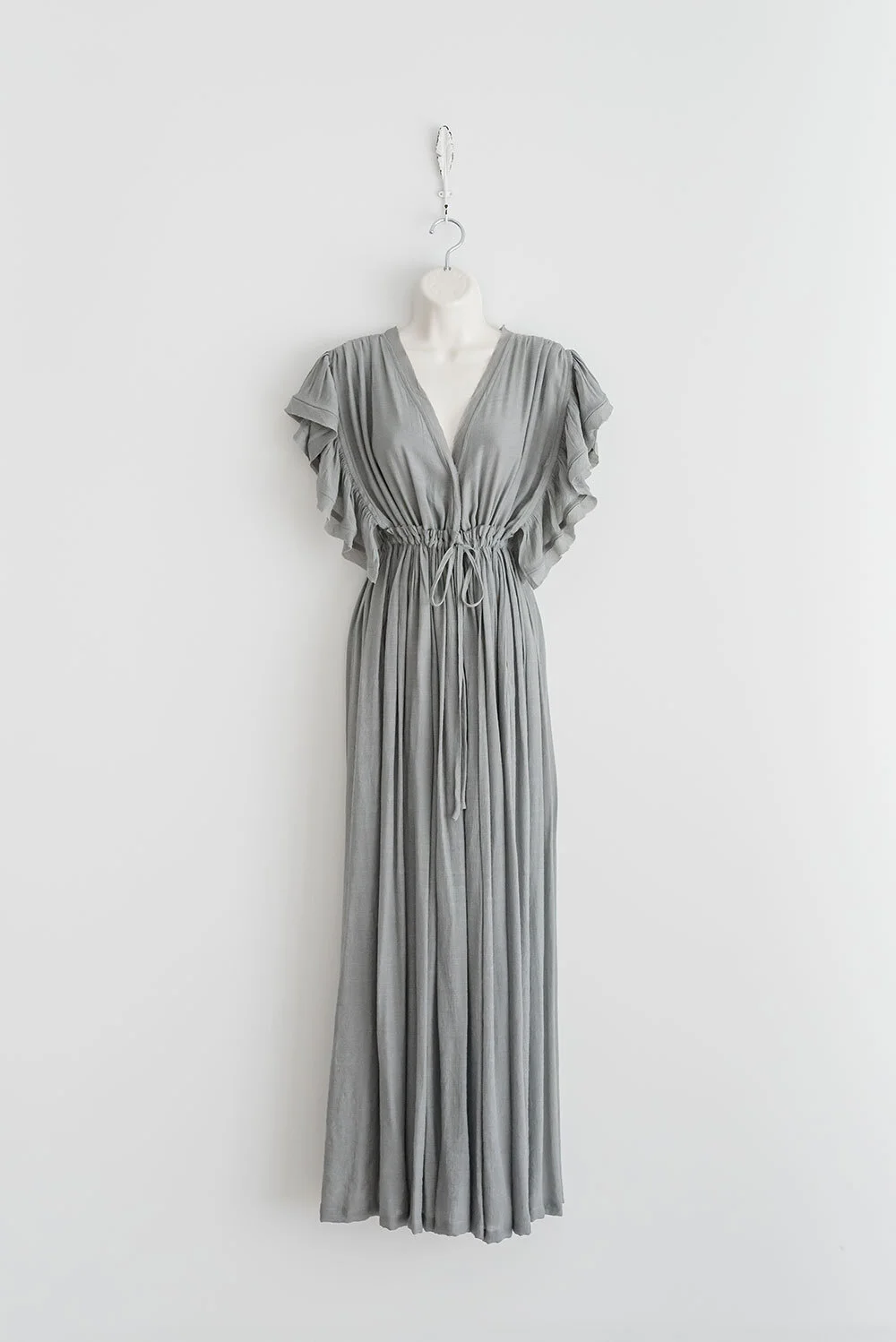 maxi light yellow dress Moonlit Magic Asymmetric Neckline Maxi Dress Light Yellow