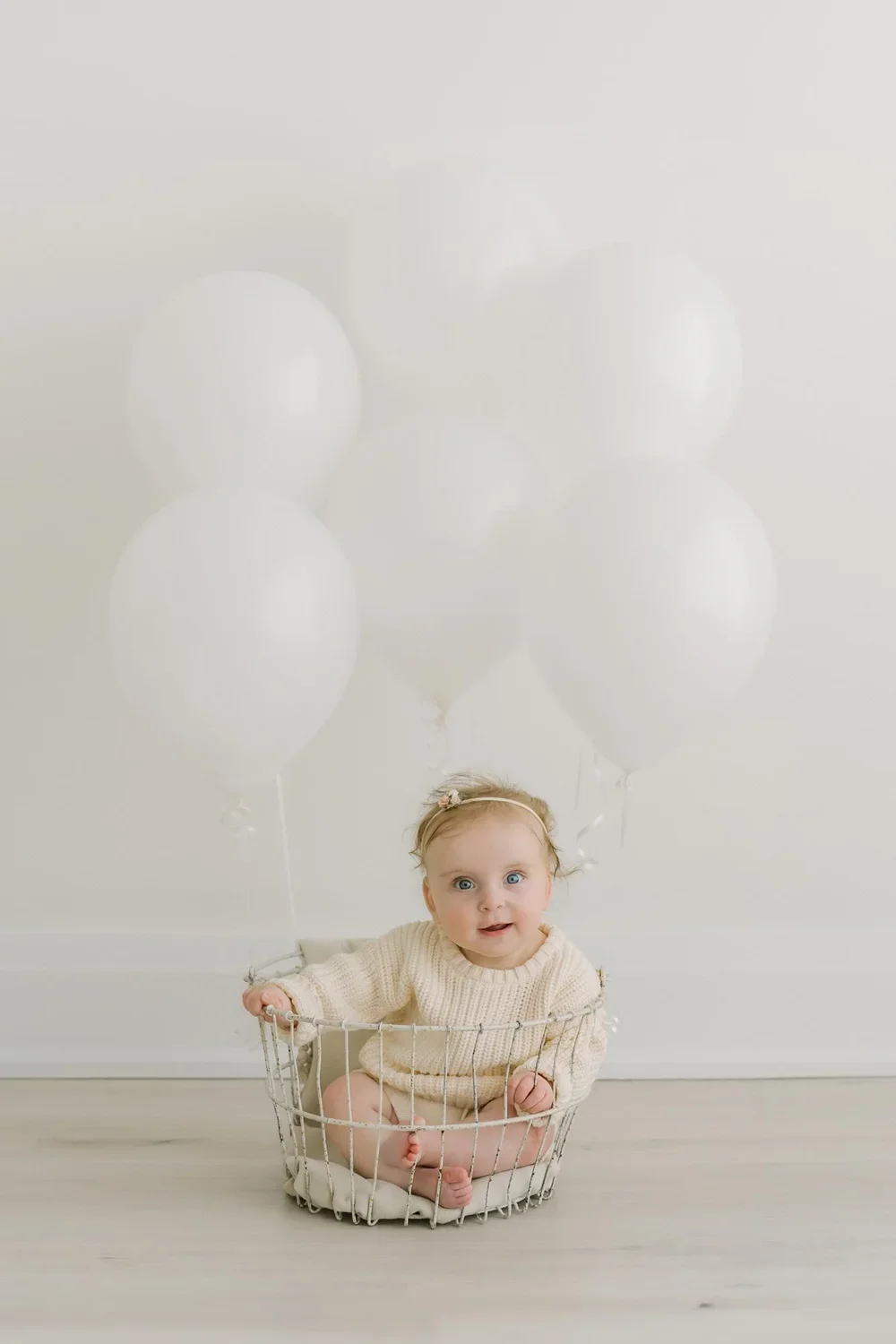 Six month old milestone photoshoot in Niagara photography studio, Reflections
