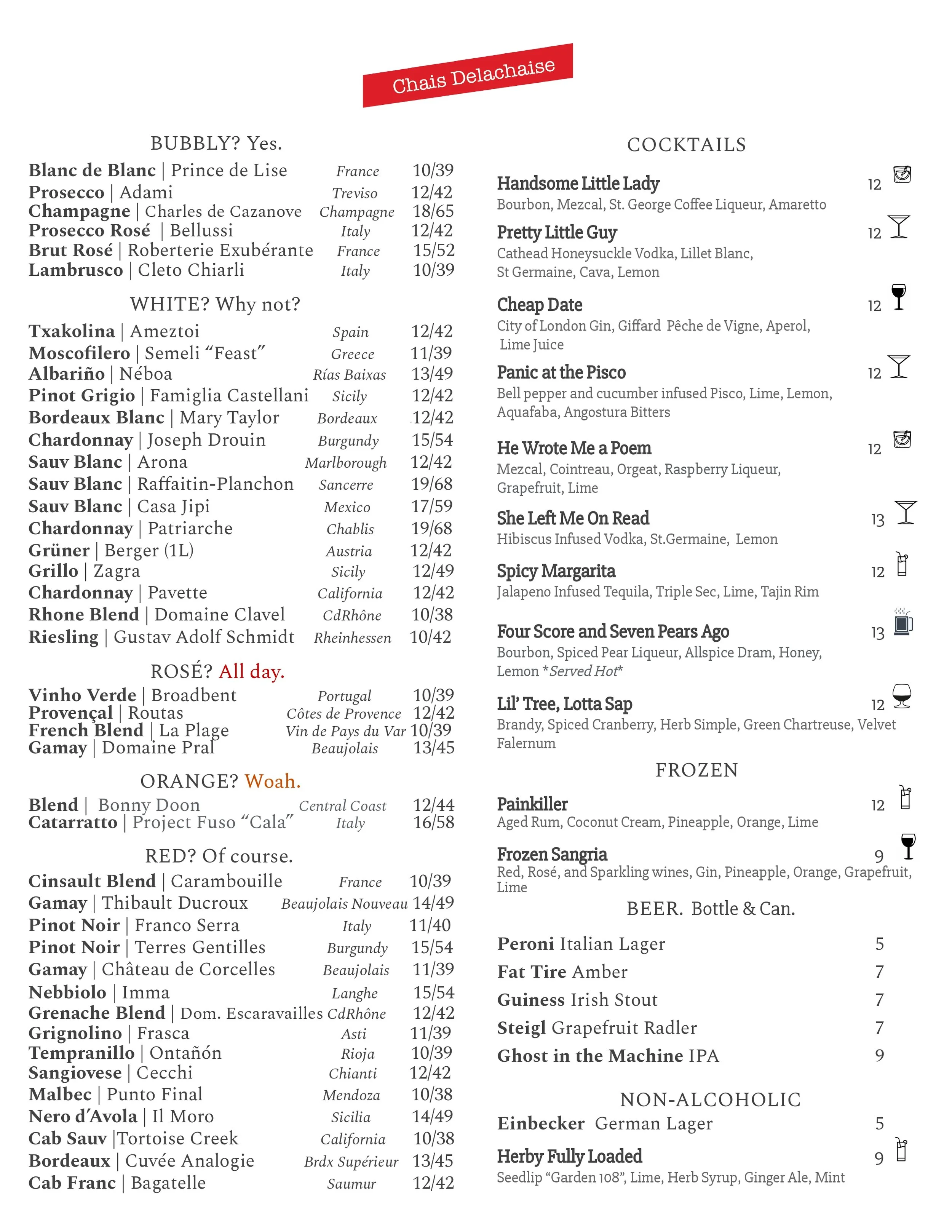 Happy Hour half off wines by the glass, robust wordly wine list, wine bar. craft cocktails, holiday menu, christmas cocktails, non alcoholic drinks, mocktails