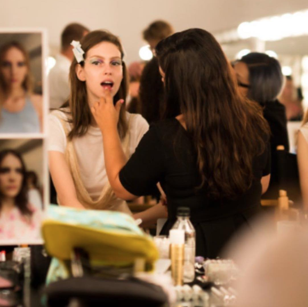 Cynthia backstage at the Jill Stuart runway show, New York Fashion Week.