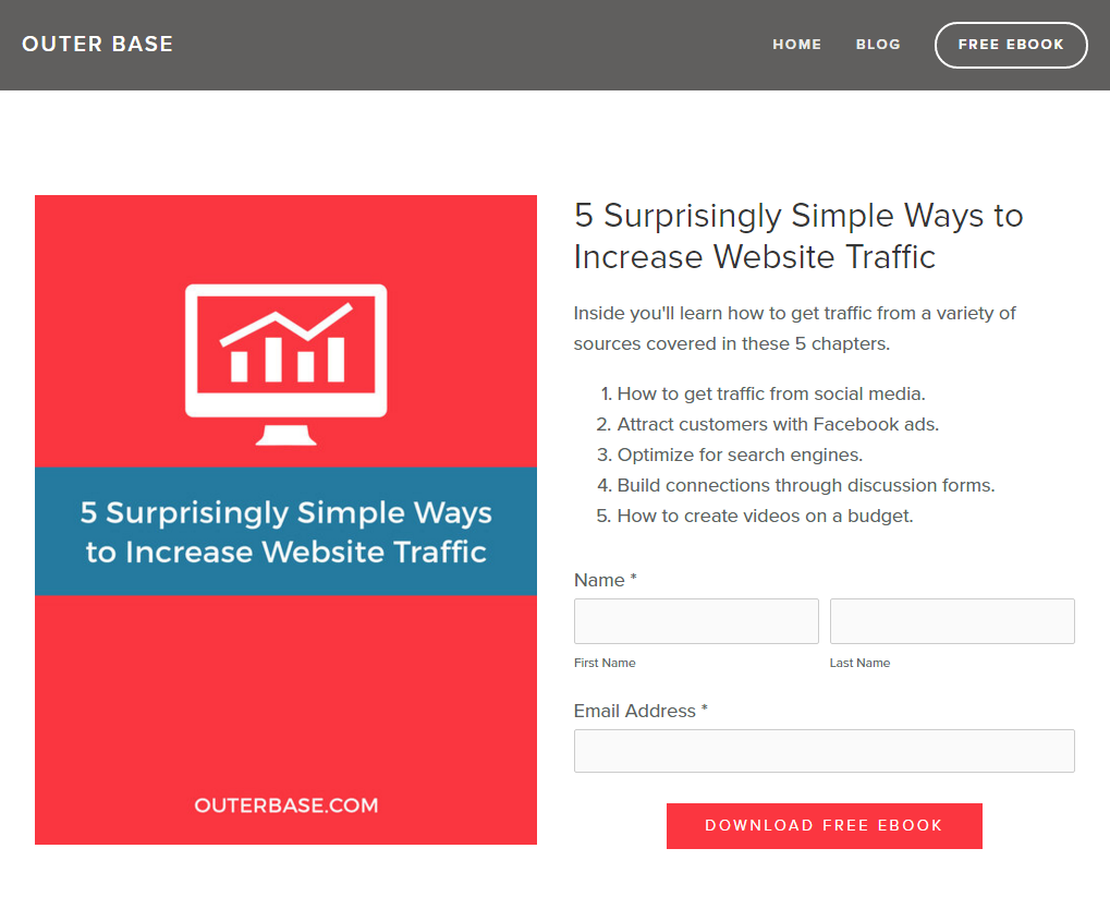 sample landing page