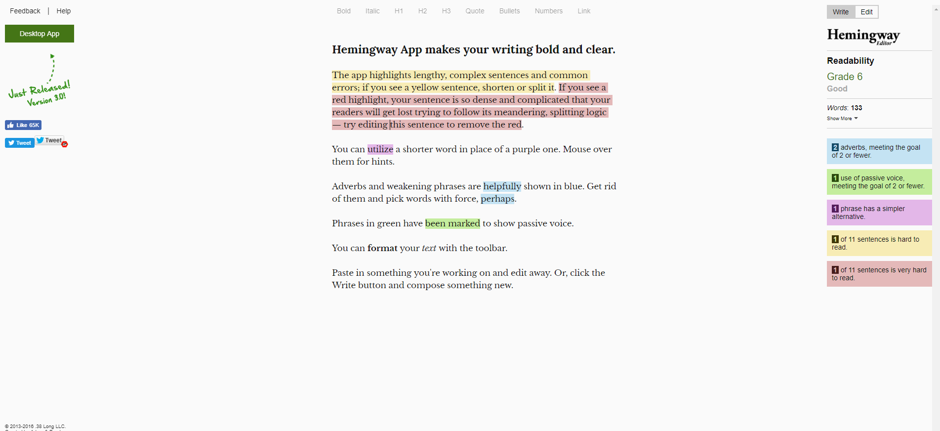 hemingway writing analysis tool