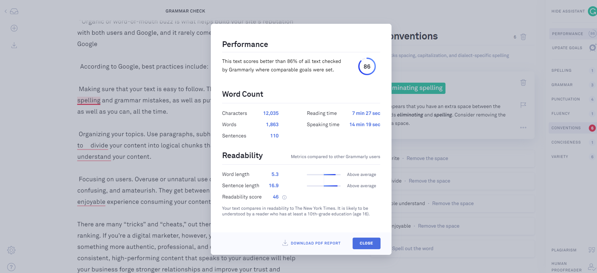 grammarly content writing tool