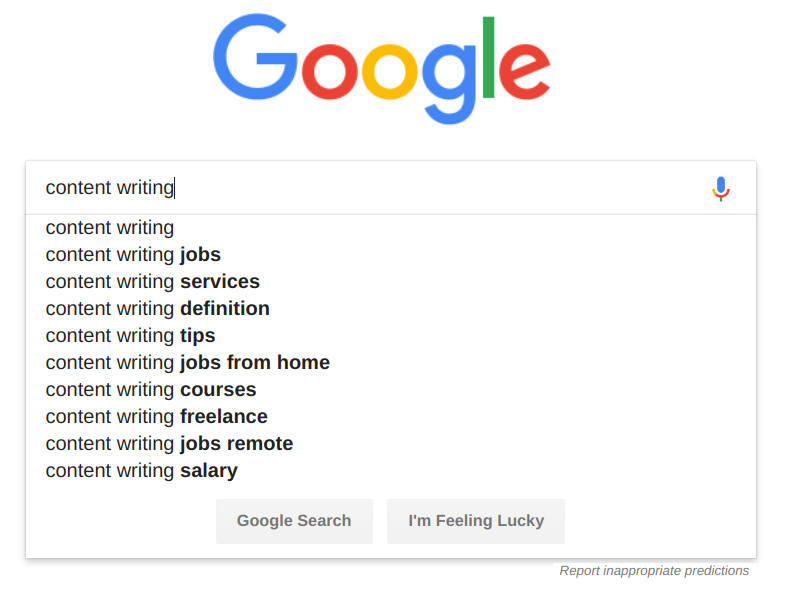 google search suggestions