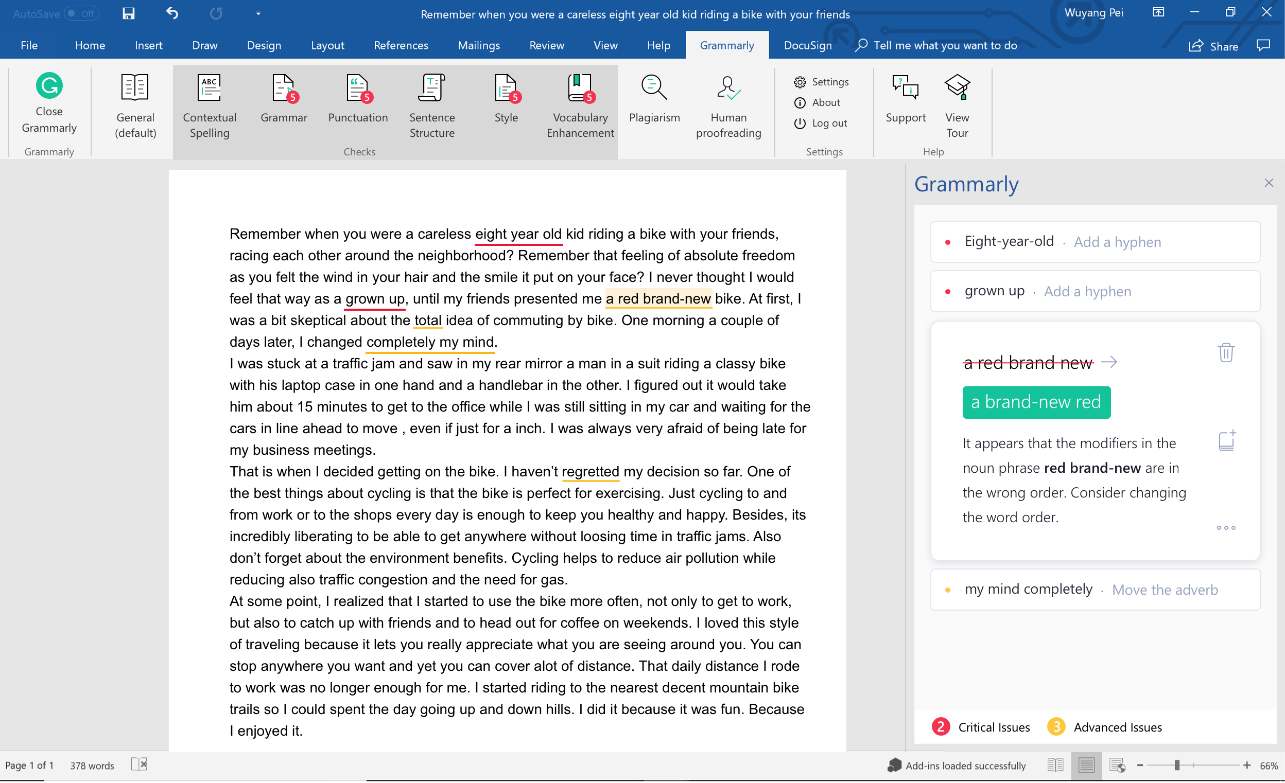 Optimize Content with Grammarly