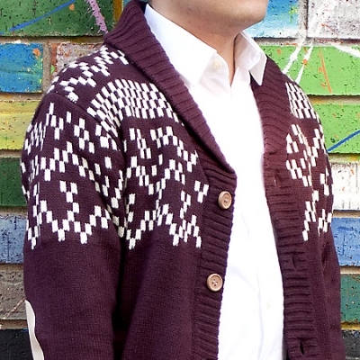 This heavy cardigan in a bold pattern is the essence of fall style