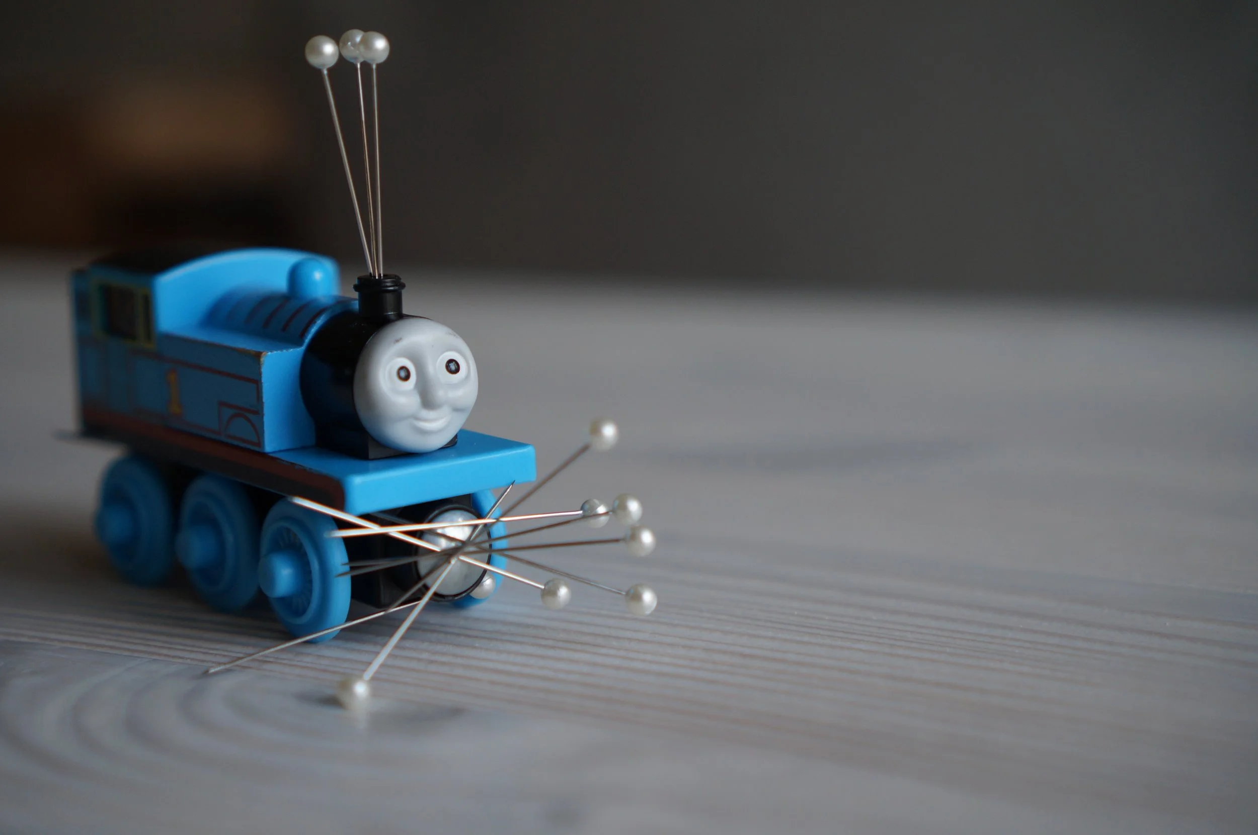 Thomas doubles as a pin cushion.