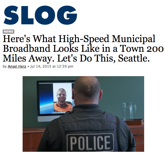 Wondering what a city wired with its own democratically controlled fiber internet network looks like? Look no further than the town of Sandy, 30 miles outside of Portland, where subscribers get gigabit speed connections from the city for $60 per month. (read more).