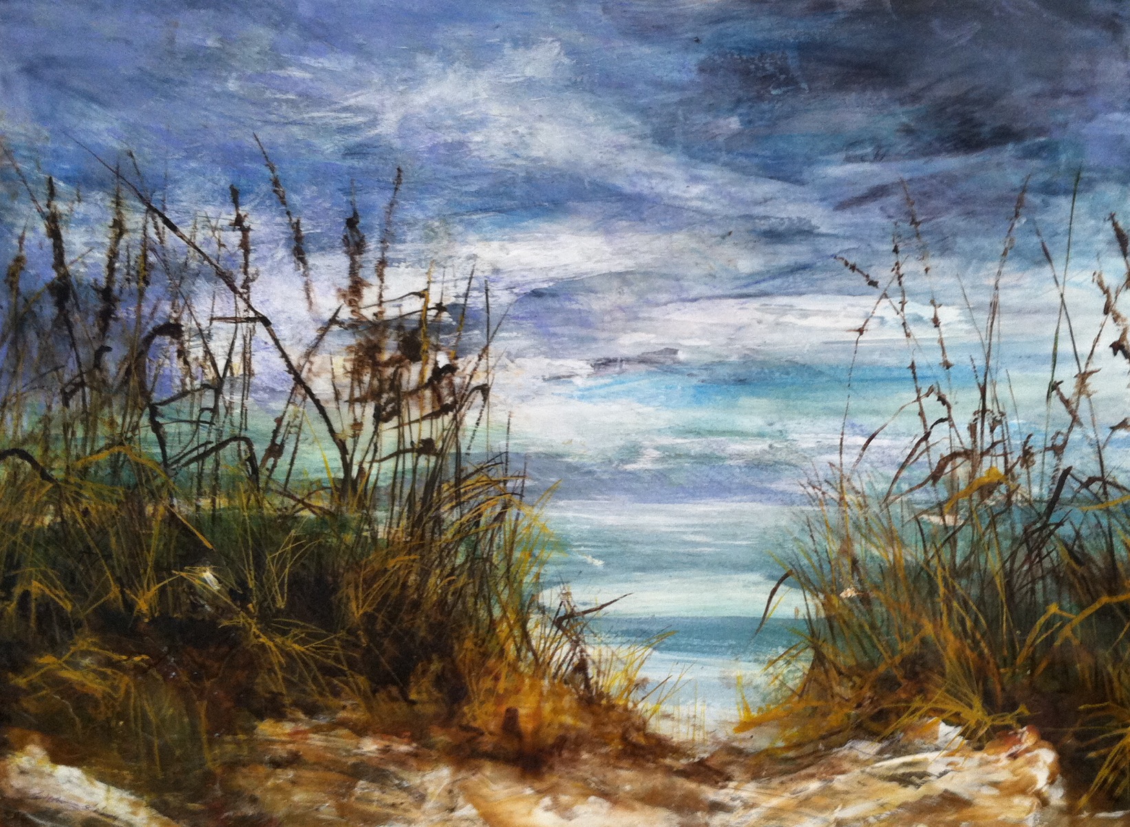  Pass a Grille Beach, Tampa Florida, watercolor, pencil, ink and acrylic on paper, 34"x 26 1/4", 2014  