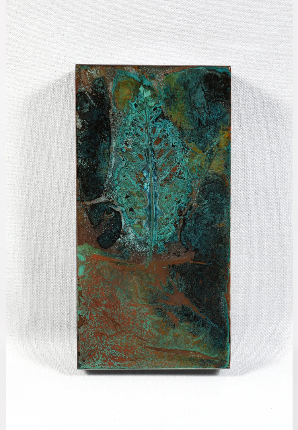 Unknown Path #635 | Abstract verdigris on copper | 6" x 12"
