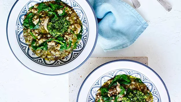 Chicken, barley and lentil soup