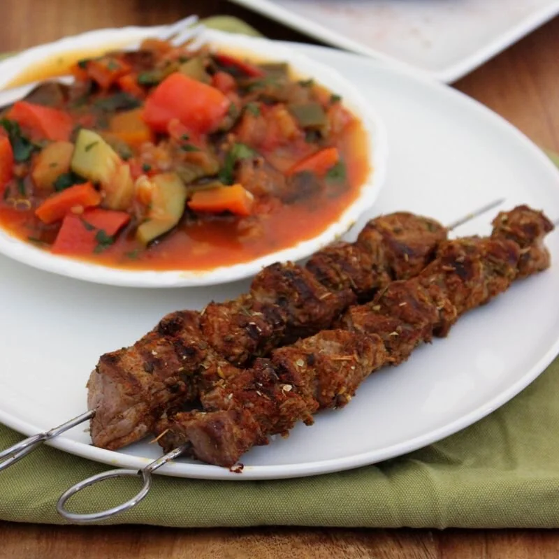 Low FODMAP Lamb Skewers with Oregano and Garlic Oil
